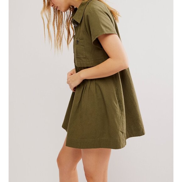 Free People Olive Green Mini Dress - Picture 2 of 8